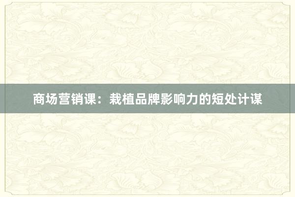 商场营销课：栽植品牌影响力的短处计谋
